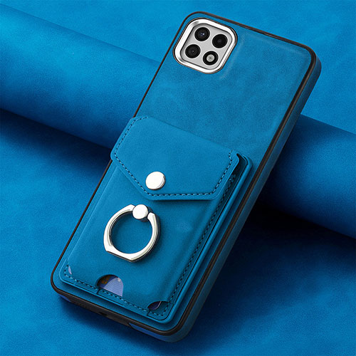 Soft Silicone Gel Leather Snap On Case Cover SD3 for Samsung Galaxy A22 5G Blue