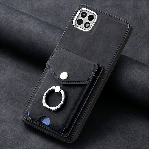 Soft Silicone Gel Leather Snap On Case Cover SD3 for Samsung Galaxy A22s 5G Black