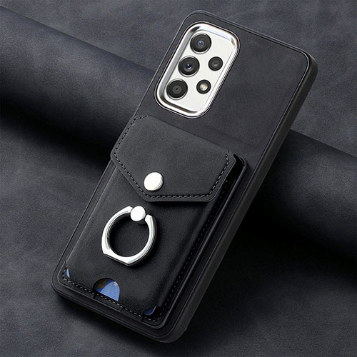 Soft Silicone Gel Leather Snap On Case Cover SD3 for Samsung Galaxy A23 5G Black