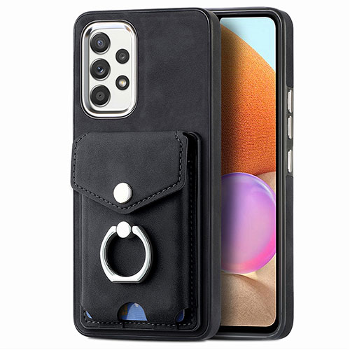 Soft Silicone Gel Leather Snap On Case Cover SD3 for Samsung Galaxy A32 4G Black