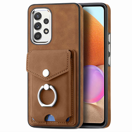 Soft Silicone Gel Leather Snap On Case Cover SD3 for Samsung Galaxy A32 4G Brown