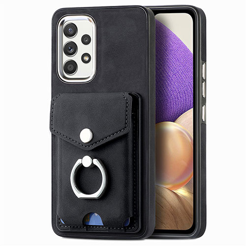Soft Silicone Gel Leather Snap On Case Cover SD3 for Samsung Galaxy A32 5G Black