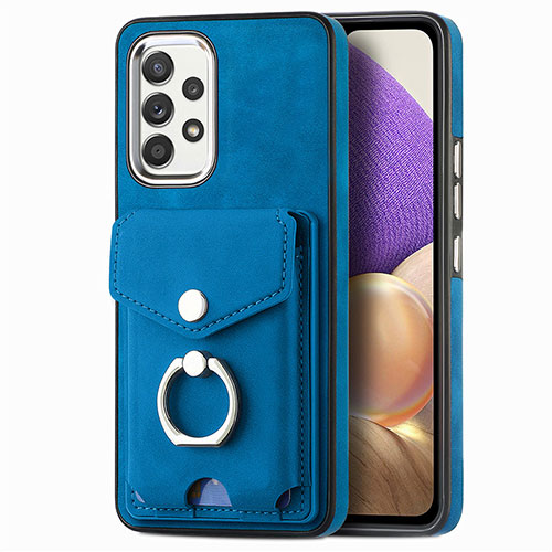 Soft Silicone Gel Leather Snap On Case Cover SD3 for Samsung Galaxy A32 5G Blue