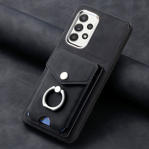 Soft Silicone Gel Leather Snap On Case Cover SD3 for Samsung Galaxy A33 5G Black