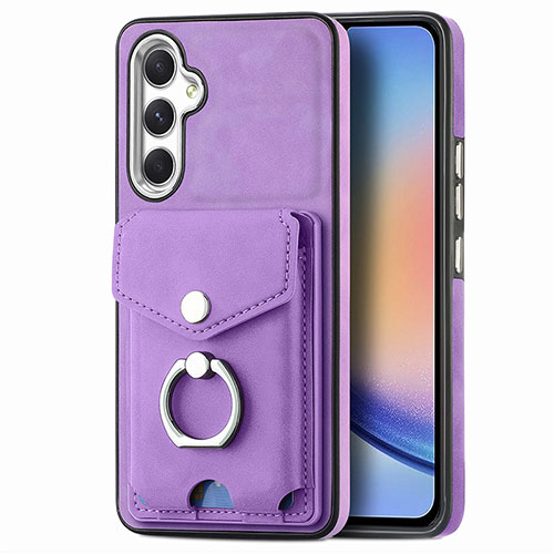 Soft Silicone Gel Leather Snap On Case Cover SD3 for Samsung Galaxy A34 5G Clove Purple