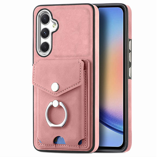 Soft Silicone Gel Leather Snap On Case Cover SD3 for Samsung Galaxy A34 5G Pink