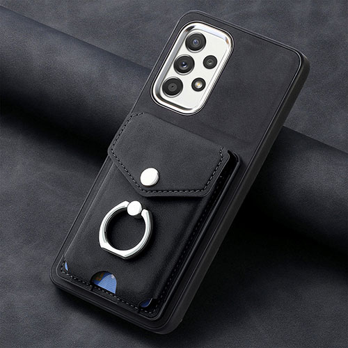 Soft Silicone Gel Leather Snap On Case Cover SD3 for Samsung Galaxy A53 5G Black