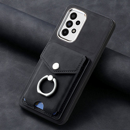 Soft Silicone Gel Leather Snap On Case Cover SD3 for Samsung Galaxy A73 5G Black