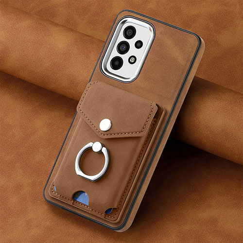 Soft Silicone Gel Leather Snap On Case Cover SD3 for Samsung Galaxy A73 5G Brown