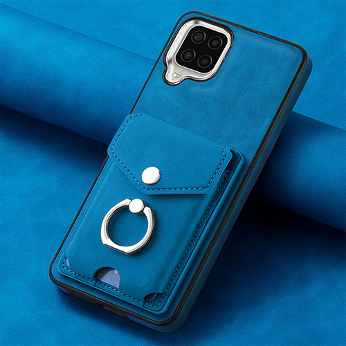 Soft Silicone Gel Leather Snap On Case Cover SD3 for Samsung Galaxy M12 Blue