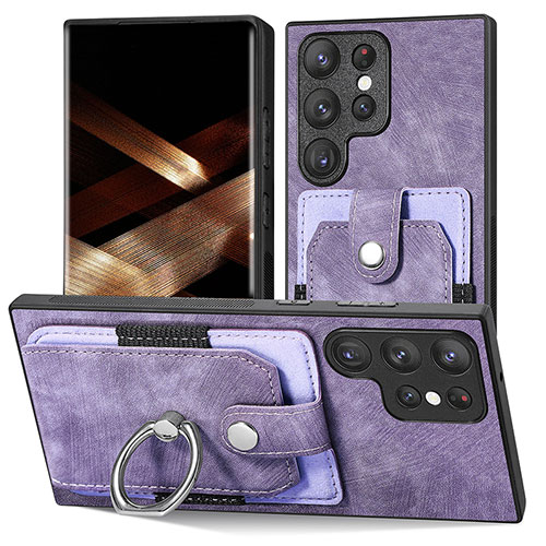 Soft Silicone Gel Leather Snap On Case Cover SD3 for Samsung Galaxy S25 Ultra 5G Clove Purple