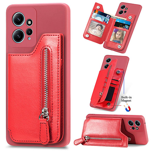 Soft Silicone Gel Leather Snap On Case Cover SD3 for Xiaomi Redmi Note 12 4G Red