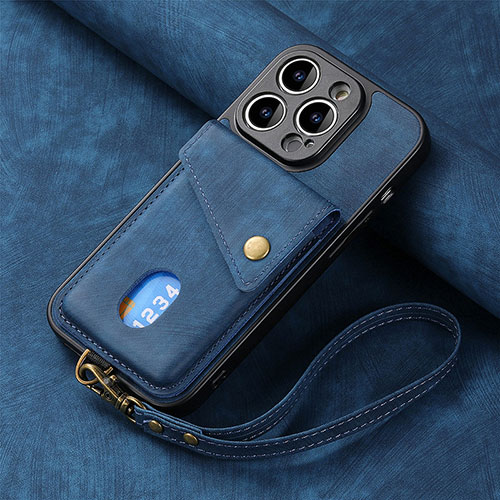 Soft Silicone Gel Leather Snap On Case Cover SD4 for Apple iPhone 13 Pro Max Blue