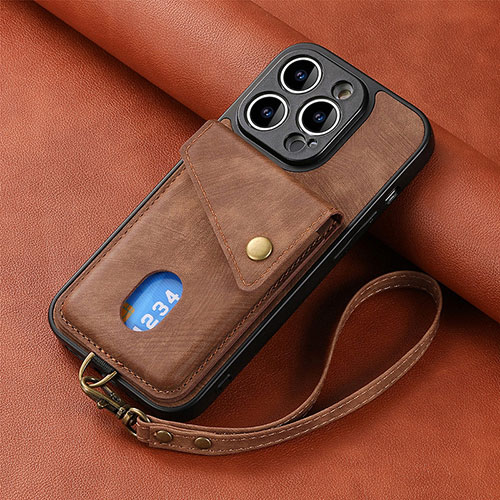 Soft Silicone Gel Leather Snap On Case Cover SD4 for Apple iPhone 14 Pro Max Brown