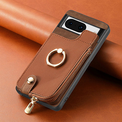 Soft Silicone Gel Leather Snap On Case Cover SD4 for Google Pixel 8 5G Brown