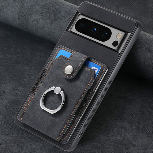 Soft Silicone Gel Leather Snap On Case Cover SD4 for Google Pixel 8 Pro 5G Black