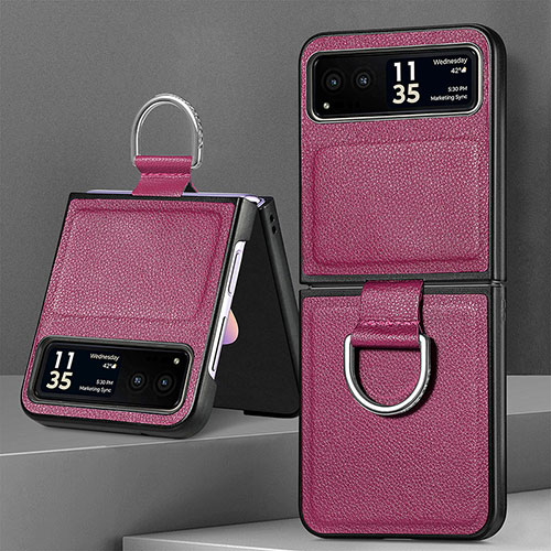 Soft Silicone Gel Leather Snap On Case Cover SD4 for Motorola Moto Razr 40 5G Clove Purple