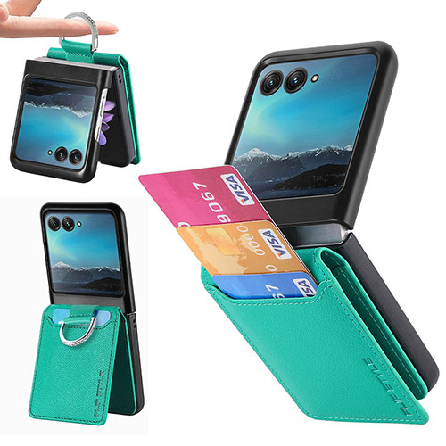 Soft Silicone Gel Leather Snap On Case Cover SD4 for Motorola Moto Razr 40 Ultra 5G Green