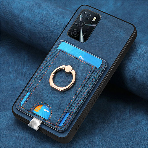 Soft Silicone Gel Leather Snap On Case Cover SD4 for Oppo A16 Blue