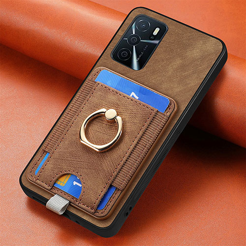 Soft Silicone Gel Leather Snap On Case Cover SD4 for Oppo A16 Brown