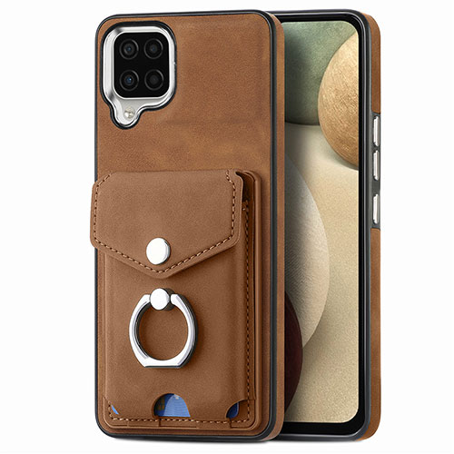 Soft Silicone Gel Leather Snap On Case Cover SD4 for Samsung Galaxy A12 5G Brown