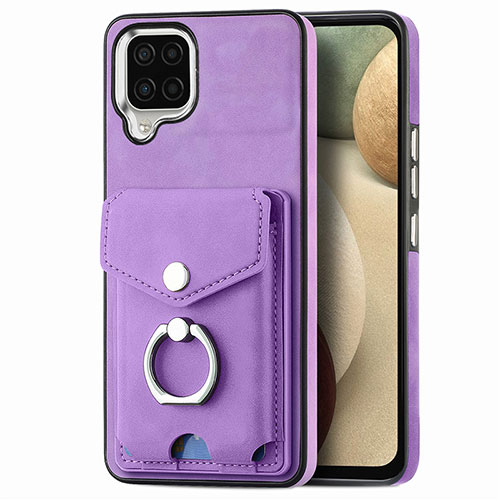 Soft Silicone Gel Leather Snap On Case Cover SD4 for Samsung Galaxy A12 5G Purple