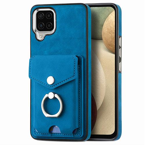 Soft Silicone Gel Leather Snap On Case Cover SD4 for Samsung Galaxy A12 Blue