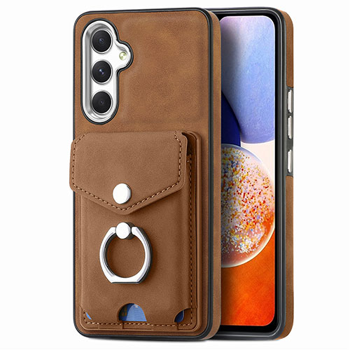 Soft Silicone Gel Leather Snap On Case Cover SD4 for Samsung Galaxy A14 4G Brown