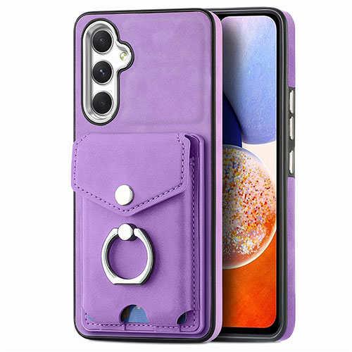 Soft Silicone Gel Leather Snap On Case Cover SD4 for Samsung Galaxy A14 4G Purple