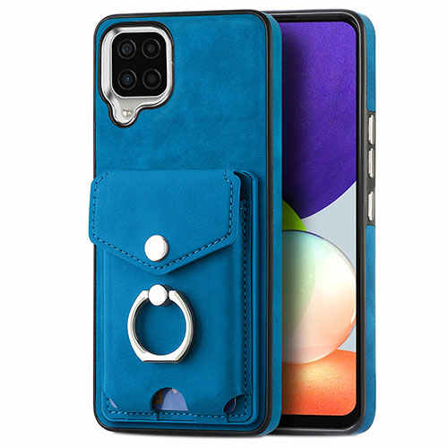 Soft Silicone Gel Leather Snap On Case Cover SD4 for Samsung Galaxy A22 4G Blue