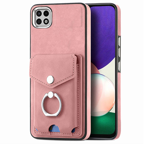 Soft Silicone Gel Leather Snap On Case Cover SD4 for Samsung Galaxy A22 5G Pink