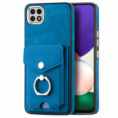 Soft Silicone Gel Leather Snap On Case Cover SD4 for Samsung Galaxy A22s 5G Blue
