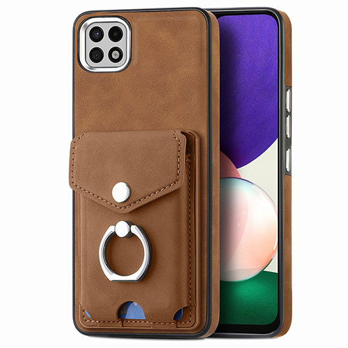 Soft Silicone Gel Leather Snap On Case Cover SD4 for Samsung Galaxy A22s 5G Brown