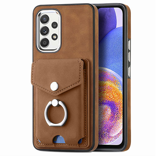 Soft Silicone Gel Leather Snap On Case Cover SD4 for Samsung Galaxy A23 5G Brown