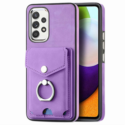 Soft Silicone Gel Leather Snap On Case Cover SD4 for Samsung Galaxy A52 4G Purple