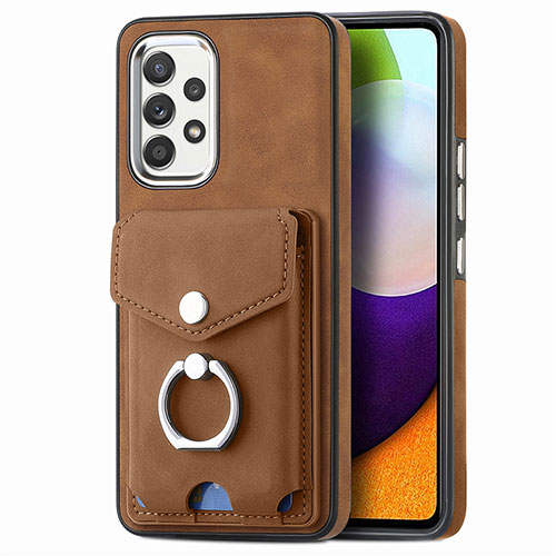 Soft Silicone Gel Leather Snap On Case Cover SD4 for Samsung Galaxy A52 5G Brown