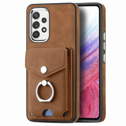 Soft Silicone Gel Leather Snap On Case Cover SD4 for Samsung Galaxy A53 5G Brown