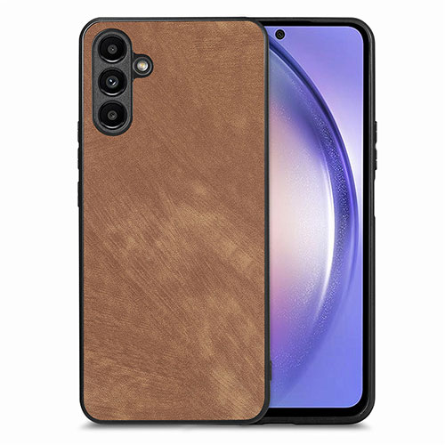 Soft Silicone Gel Leather Snap On Case Cover SD4 for Samsung Galaxy A54 5G Brown