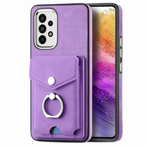 Soft Silicone Gel Leather Snap On Case Cover SD4 for Samsung Galaxy A73 5G Purple