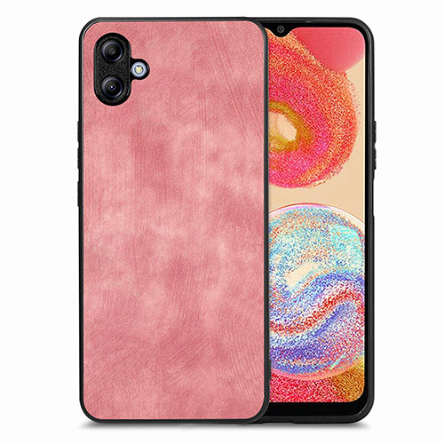 Soft Silicone Gel Leather Snap On Case Cover SD4 for Samsung Galaxy F04 Pink