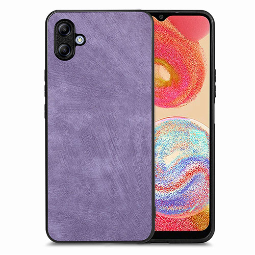 Soft Silicone Gel Leather Snap On Case Cover SD4 for Samsung Galaxy M04 Purple