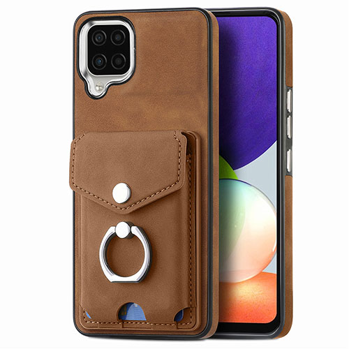 Soft Silicone Gel Leather Snap On Case Cover SD4 for Samsung Galaxy M32 4G Brown