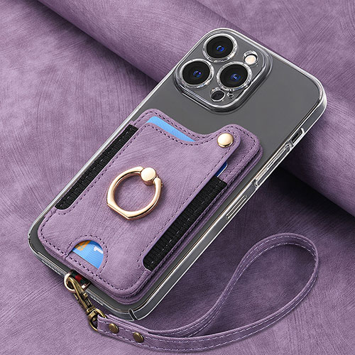 Soft Silicone Gel Leather Snap On Case Cover SD5 for Apple iPhone 15 Pro Purple