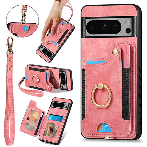 Soft Silicone Gel Leather Snap On Case Cover SD5 for Google Pixel 8 Pro 5G Pink