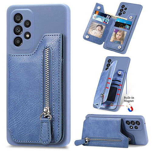 Soft Silicone Gel Leather Snap On Case Cover SD5 for Samsung Galaxy A23 4G Blue