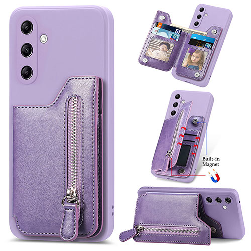 Soft Silicone Gel Leather Snap On Case Cover SD5 for Samsung Galaxy A34 5G Purple