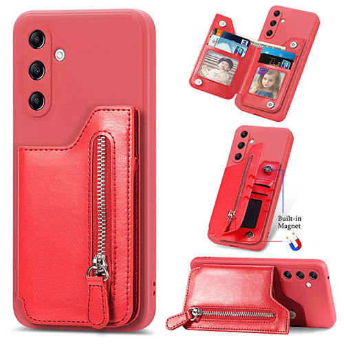 Soft Silicone Gel Leather Snap On Case Cover SD5 for Samsung Galaxy A34 5G Red