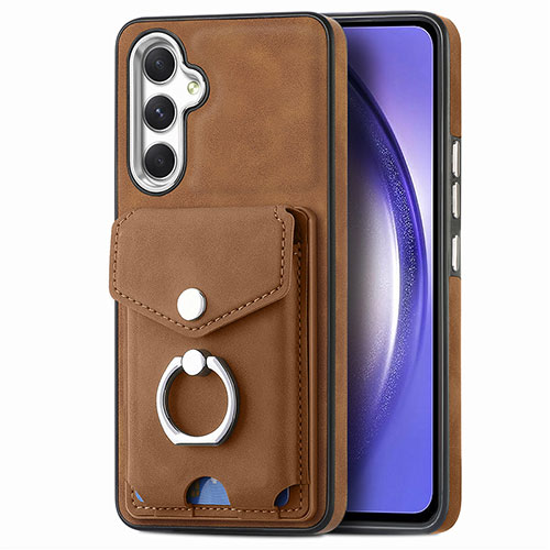 Soft Silicone Gel Leather Snap On Case Cover SD5 for Samsung Galaxy A54 5G Brown