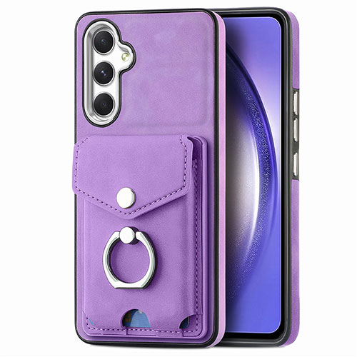 Soft Silicone Gel Leather Snap On Case Cover SD5 for Samsung Galaxy A54 5G Clove Purple