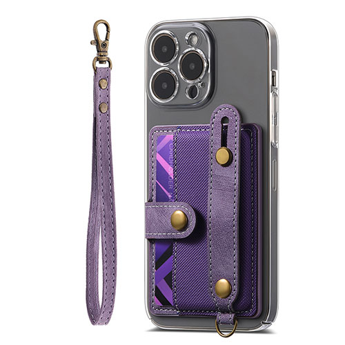 Soft Silicone Gel Leather Snap On Case Cover SD6 for Apple iPhone 15 Pro Purple